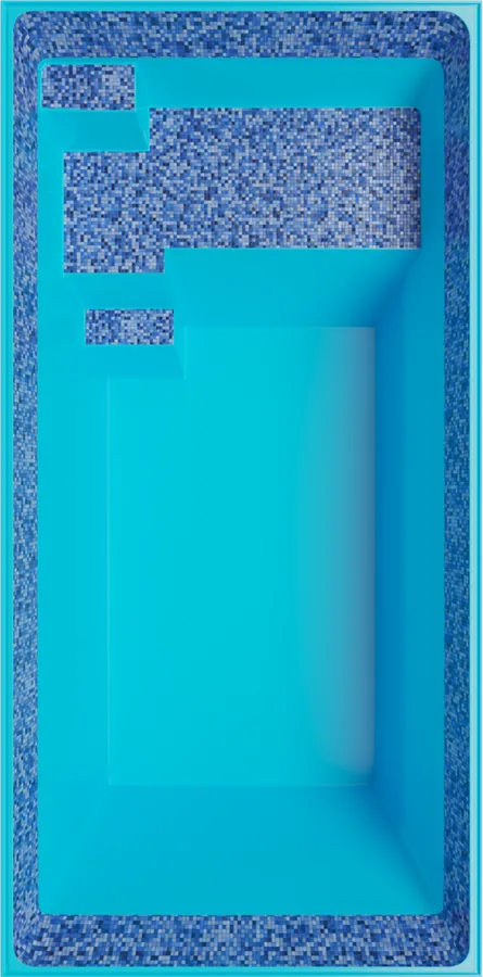 Desenho de fábrica da piscina Murano Praia 7, vista de cima